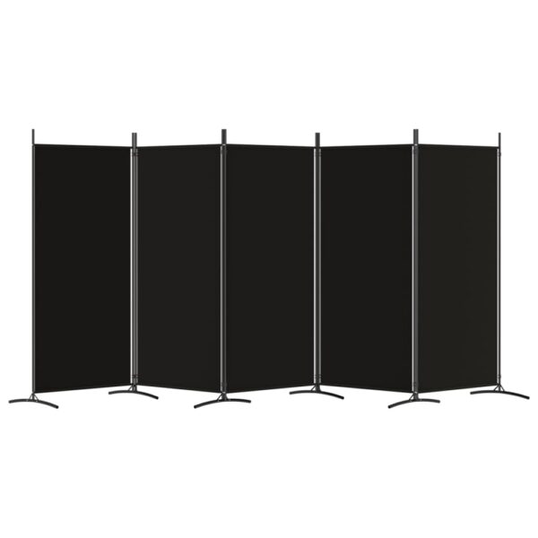 Parawan 5-panelowy, czarny, 433x180 cm, tkanina - obrazek 4