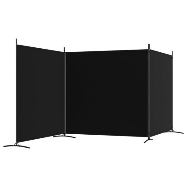 Parawan 3-panelowy, czarny, 525x180 cm, tkanina - obrazek 5