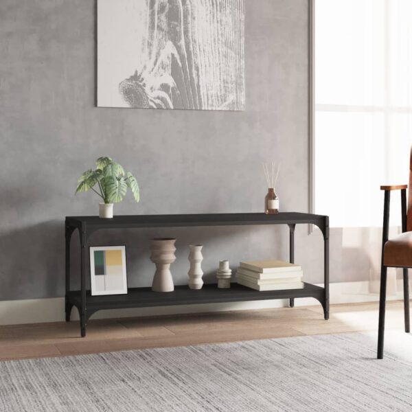 Szafka pod TV czarna 100x33x41 cm materiał drewnopochodny/stal - obrazek 3