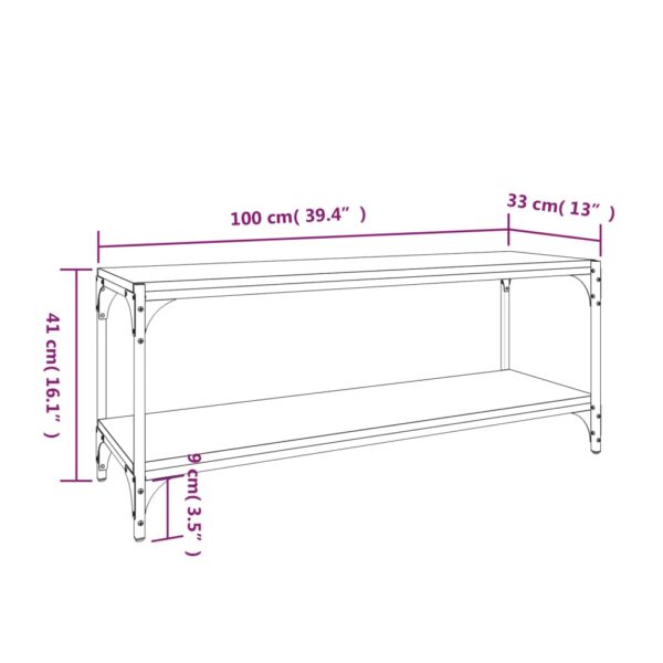 Szafka pod TV czarna 100x33x41 cm materiał drewnopochodny/stal - obrazek 9