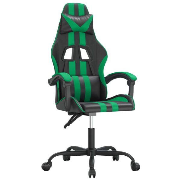 Obrotowy fotel gamingowy, czarno-zielony, sztuczna skóra - obrazek 2