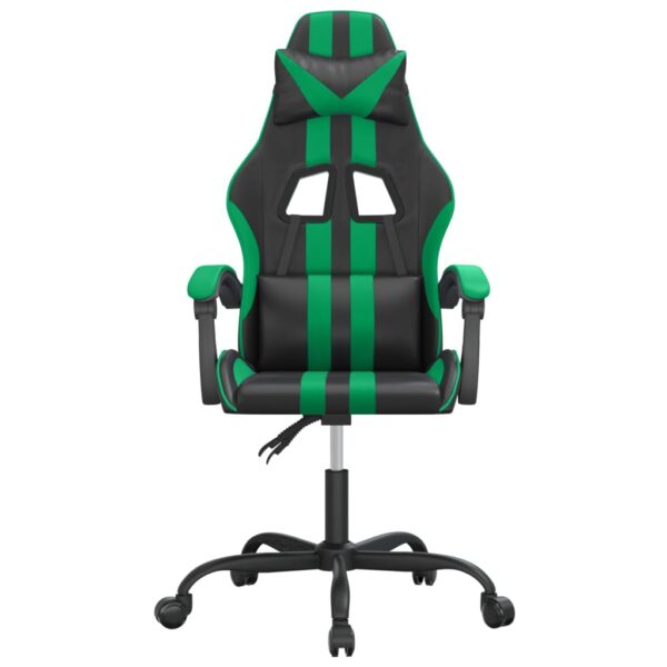 Obrotowy fotel gamingowy, czarno-zielony, sztuczna skóra - obrazek 3