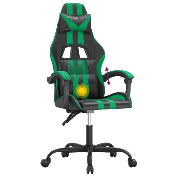 Obrotowy fotel gamingowy, czarno-zielony, sztuczna skóra - obrazek 11