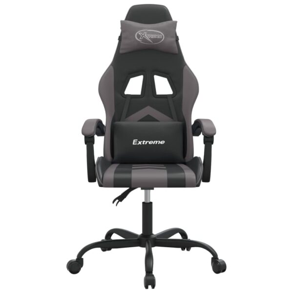 Obrotowy fotel gamingowy, czarno-szary, sztuczna skóra - obrazek 3
