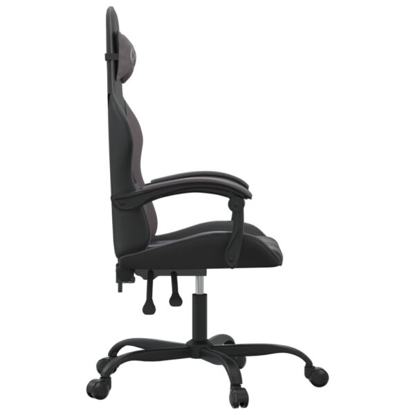 Obrotowy fotel gamingowy, czarno-szary, sztuczna skóra - obrazek 4