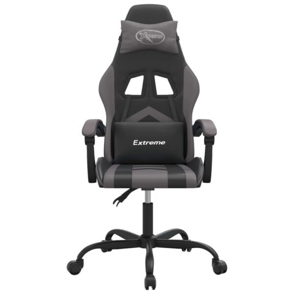 Fotel gamingowy, czarno-szary, sztuczna skóra - obrazek 3