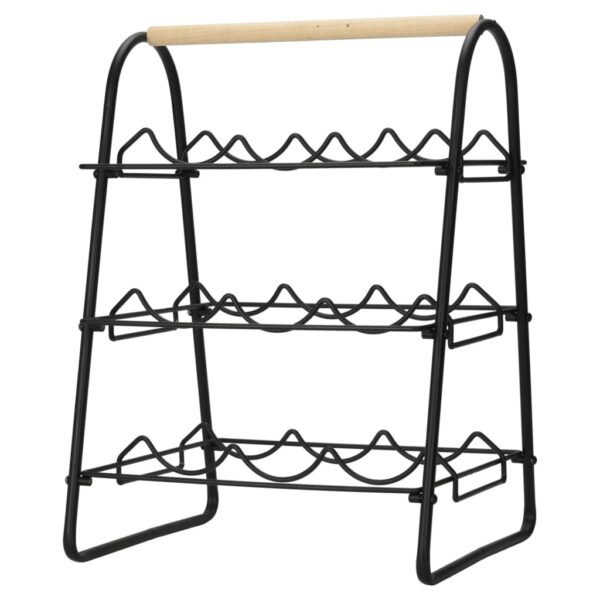 Home&Styling Stojak na 9 butelek wina, metalowy, czarno-naturalny - obrazek 2