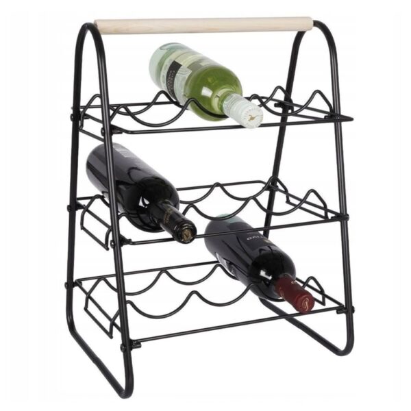 Home&Styling Stojak na 9 butelek wina, metalowy, czarno-naturalny - obrazek 5