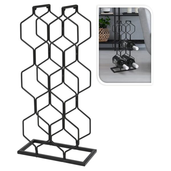 Home&Styling Stojak na 8 butelek wina, metalowy, czarny - obrazek 2