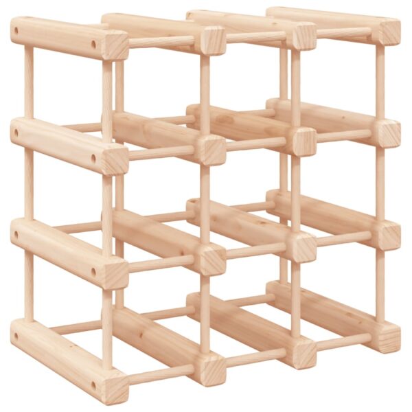 Stojak na 12 butelek wina, 36x23x36 cm, lite drewno sosnowe - obrazek 5