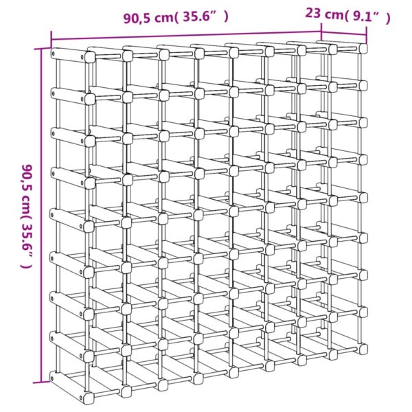 Stojak na 72 butelki wina, 90,5x23x90,5 cm, lite drewno sosnowe - obrazek 8