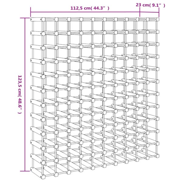 Stojak na 120 butelek wina, 112,5x23x123,5 cm, drewno sosnowe - obrazek 8