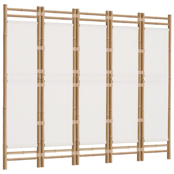Składany parawan 5-panelowy, 200 cm, bambus i płótno - obrazek 3