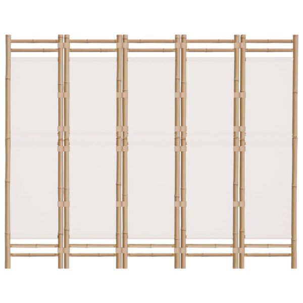 Składany parawan 5-panelowy, 200 cm, bambus i płótno - obrazek 4