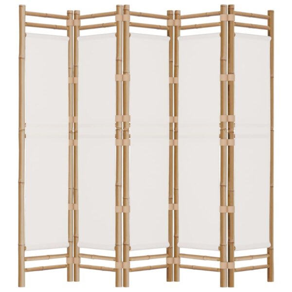 Składany parawan 5-panelowy, 200 cm, bambus i płótno - obrazek 5