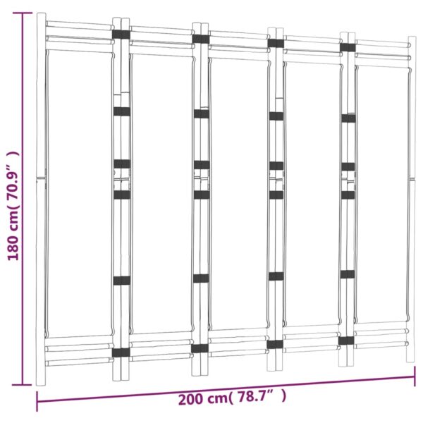 Składany parawan 5-panelowy, 200 cm, bambus i płótno - obrazek 9