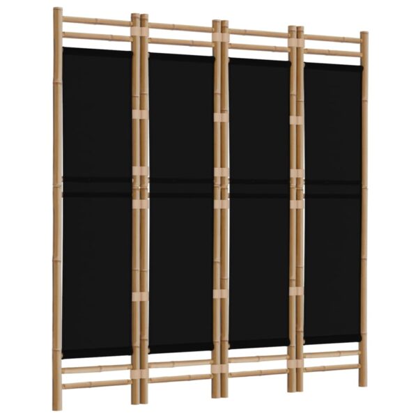 Składany parawan 4-panelowy, 160 cm, bambus i płótno - obrazek 3