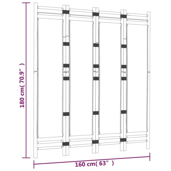 Składany parawan 4-panelowy, 160 cm, bambus i płótno - obrazek 9