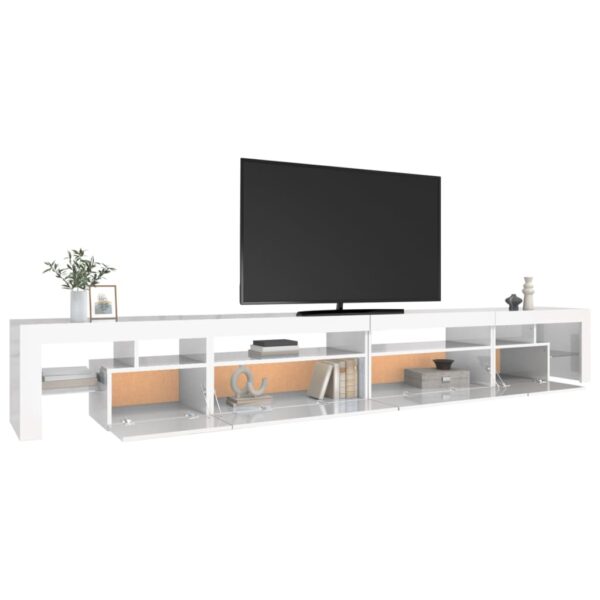 Szafka pod TV ze światłem LED, błyszcząca, biała, 290x36,5x40cm - obrazek 6