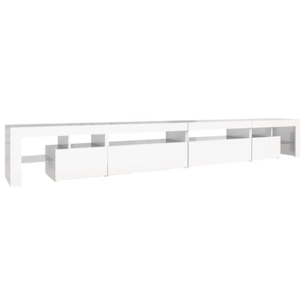 Szafka pod TV ze światłem LED, błyszcząca, biała, 290x36,5x40cm - obrazek 7