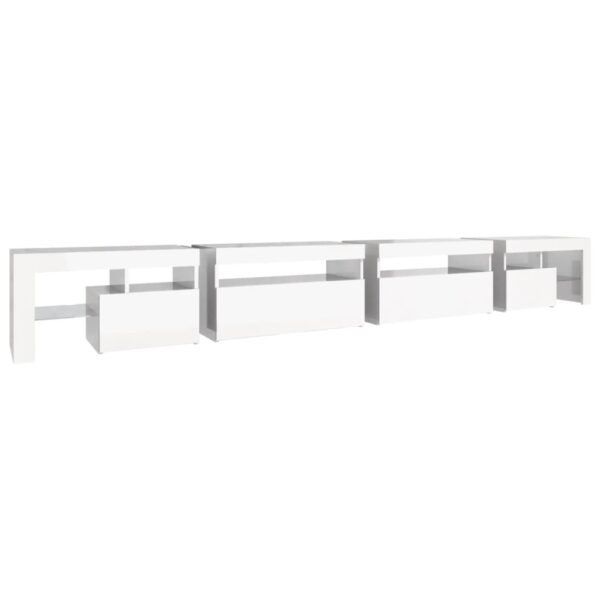 Szafka pod TV ze światłem LED, błyszcząca, biała, 290x36,5x40cm - obrazek 8
