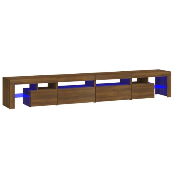 Szafka pod TV z oświetleniem LED, brązowy dąb, 260x36,5x40 cm - obrazek 2