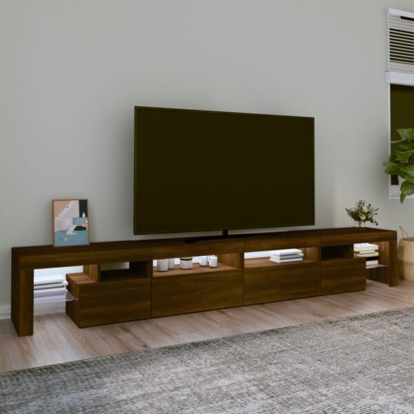 Szafka pod TV z oświetleniem LED, brązowy dąb, 260x36,5x40 cm - obrazek 3