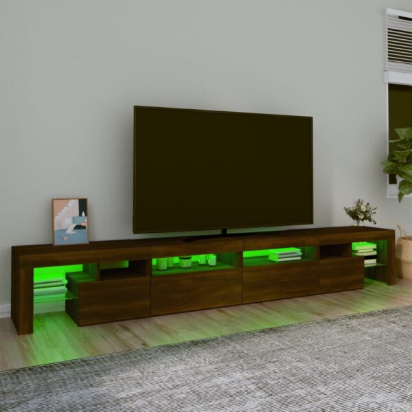 Szafka pod TV z oświetleniem LED, brązowy dąb, 260x36,5x40 cm - obrazek 4