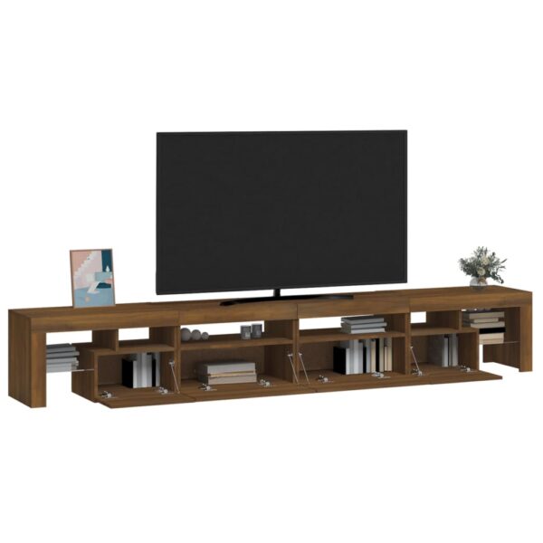 Szafka pod TV z oświetleniem LED, brązowy dąb, 260x36,5x40 cm - obrazek 6