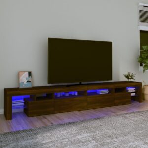 Szafka pod TV z oświetleniem LED, brązowy dąb, 260x36,5x40 cm