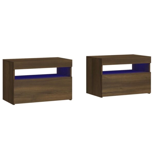Szafki nocne z LED, 2 szt., przydymiony dąb, 60x35x40 cm - obrazek 2