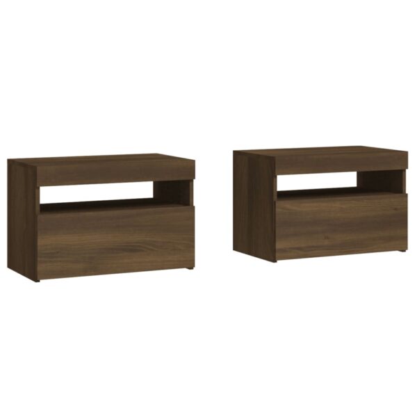 Szafki nocne z LED, 2 szt., przydymiony dąb, 60x35x40 cm - obrazek 3