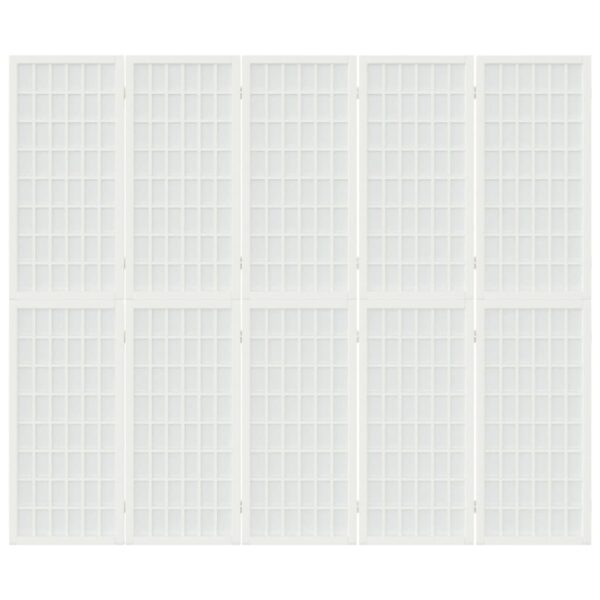 Składany parawan 5-panelowy, styl japoński, 200x170 cm, biały - obrazek 3