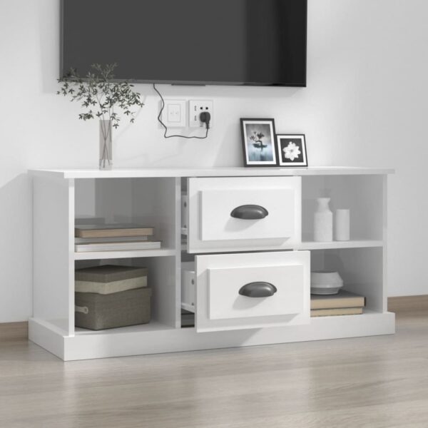 Szafka pod TV, biała z połyskiem, 99,5x35,5x48 cm - obrazek 3