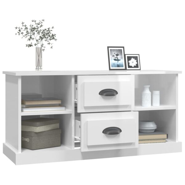 Szafka pod TV, biała z połyskiem, 99,5x35,5x48 cm - obrazek 5