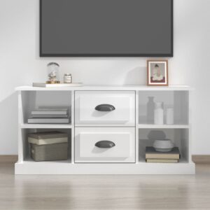 Szafka pod TV, biała z połyskiem, 99,5x35,5x48 cm