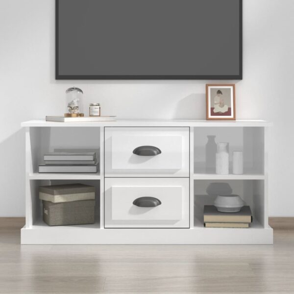 Szafka pod TV, biała z połyskiem, 99,5x35,5x48 cm