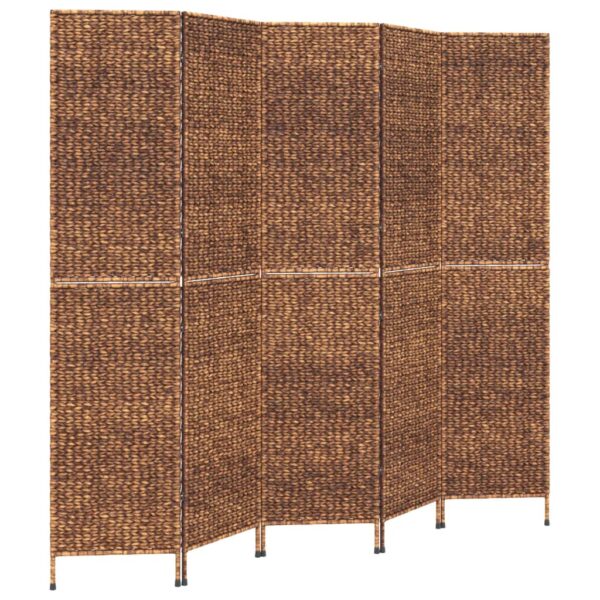 Parawan pokojowy 5-panelowy, brązowy, 205x180 cm, hiacynt wodny - obrazek 2