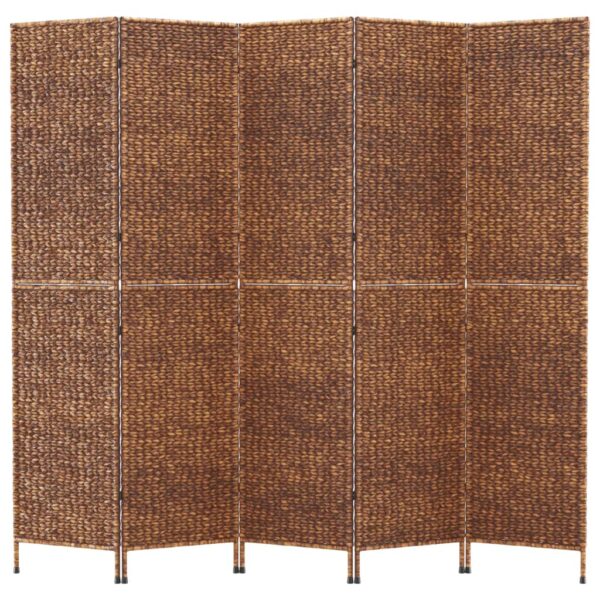 Parawan pokojowy 5-panelowy, brązowy, 205x180 cm, hiacynt wodny - obrazek 3