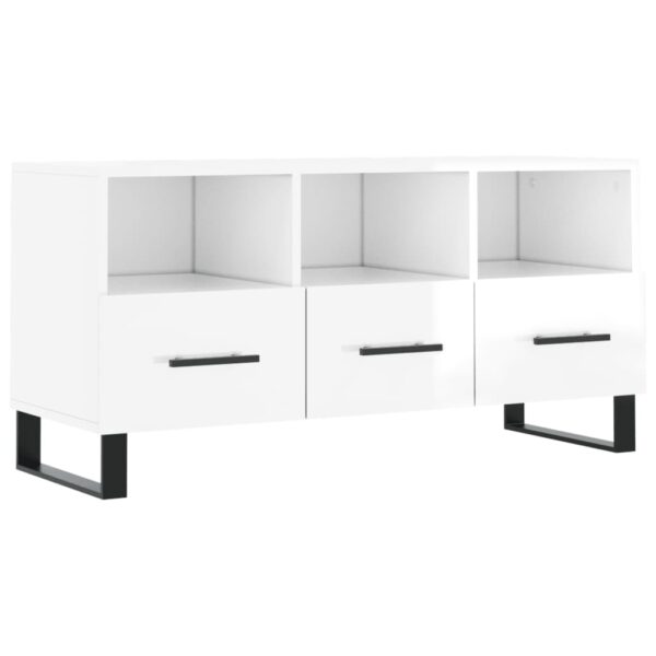 Szafka pod TV, biała, wysoki połysk, 102x36x50 cm - obrazek 2