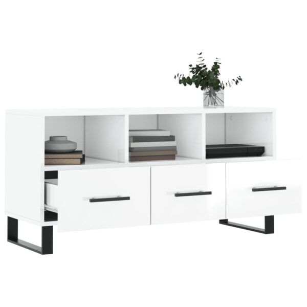 Szafka pod TV, biała, wysoki połysk, 102x36x50 cm - obrazek 4