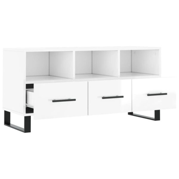 Szafka pod TV, biała, wysoki połysk, 102x36x50 cm - obrazek 6