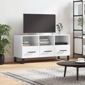 Szafka pod TV, biała, wysoki połysk, 102x36x50 cm