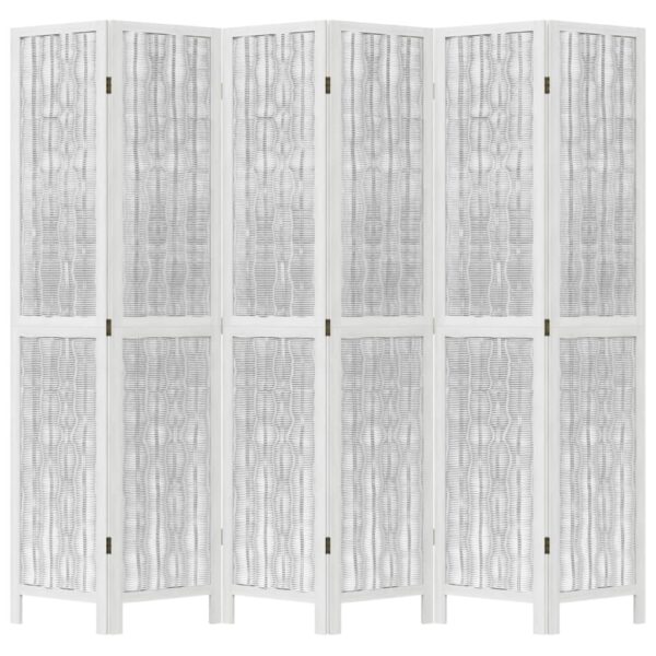 Parawan pokojowy, 6-panelowy, biały, lite drewno paulowni - obrazek 4