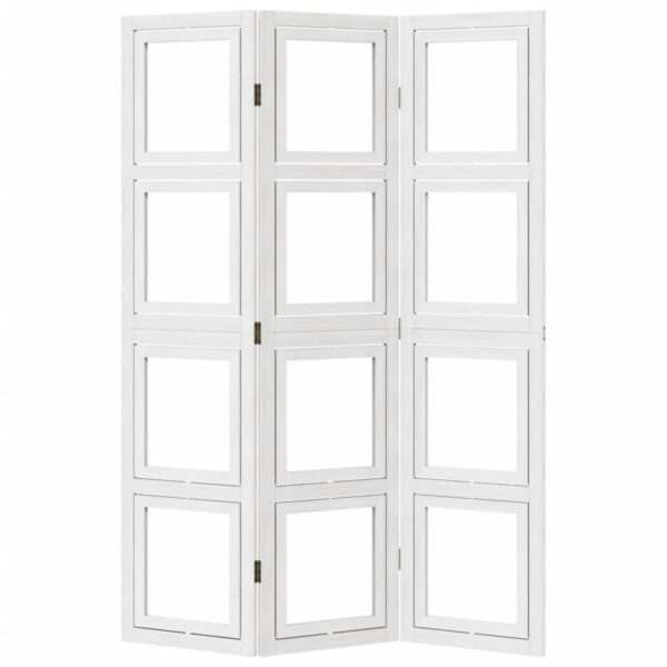 Parawan pokojowy, 3-panelowy, biały, lite drewno paulowni - obrazek 5