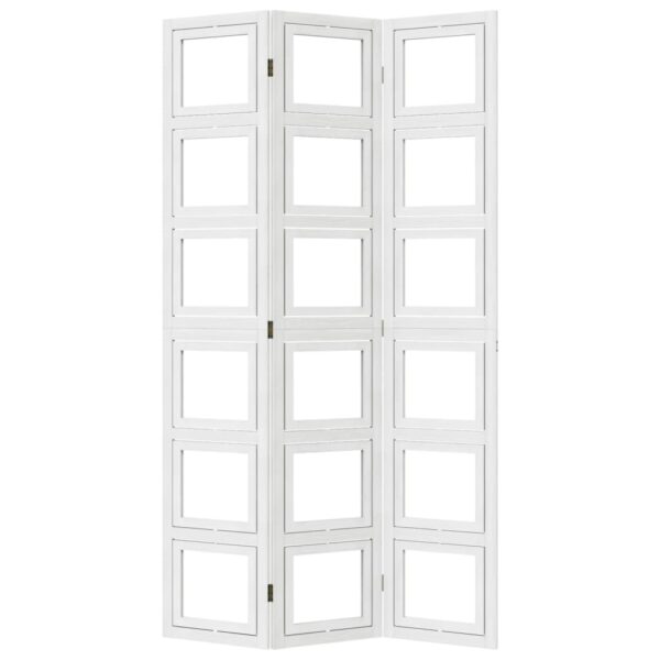 Parawan pokojowy, 3-panelowy, biały, lite drewno paulowni - obrazek 5