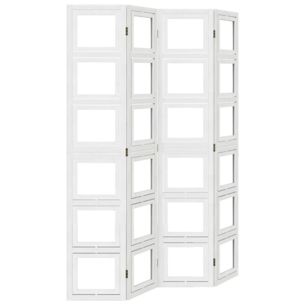 Parawan pokojowy, 4-panelowy, biały, lite drewno paulowni - obrazek 2