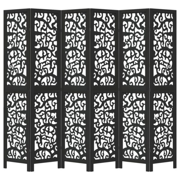 Parawan pokojowy, 6-panelowy, czarny, lite drewno paulowni - obrazek 4