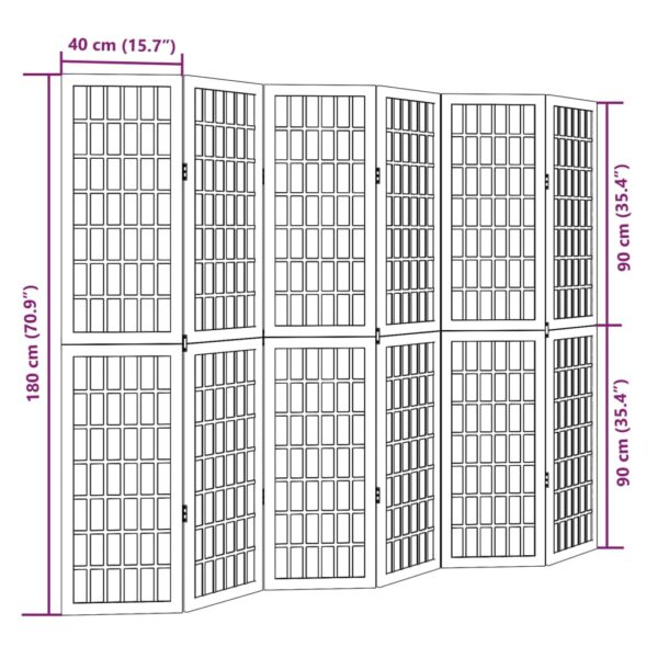 Parawan pokojowy, 6-panelowy, czarny, lite drewno paulowni - obrazek 8