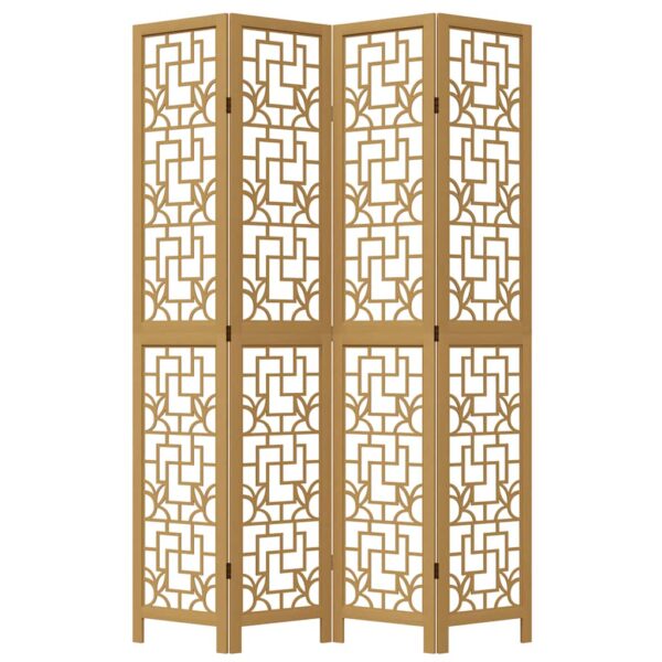 Parawan pokojowy, 4-panelowy, brązowy, lite drewno paulowni - obrazek 4